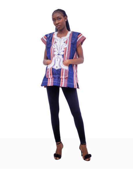 Multicolored Smock Top With White Embroidery | URBAN AFRIQUE