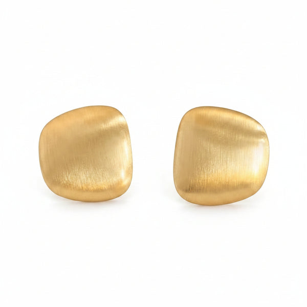 Brushed Gold Organic Stud Earrings