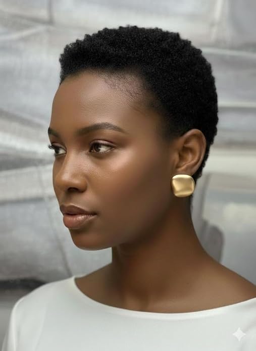 Brushed Gold Organic Stud Earrings