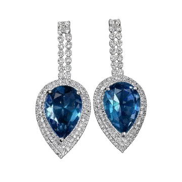 Pear-Cut Halo Drop Earrings Suite