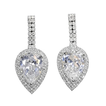 Pear-Cut Halo Drop Earrings Suite