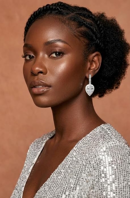 Pear-Cut Halo Drop Earrings Suite