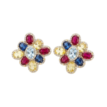 Sparklez Multi-Color Primary Cluster earrings