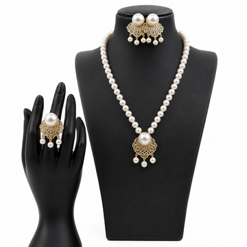 The Empress Filigree Pearl Collection women earring and necklace