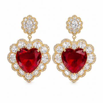 Sparklez Scalloped Pavé Halo Heart-Cut Cocktail Drop Earrings Collection