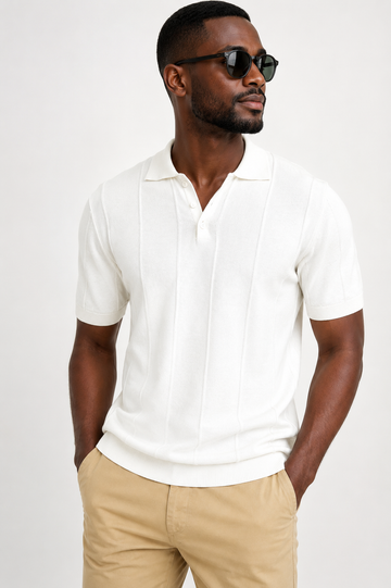 Urban Afrique Mens White Stripes Polo Shirts