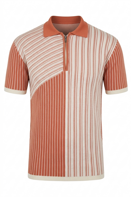 Urban Afrique Mens Warm Orange Stripes Polo Shirts