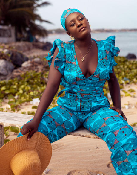 Sika Blue Ruffle Sleeve Wrap Top | ZURI | URBAN AFRIQUE