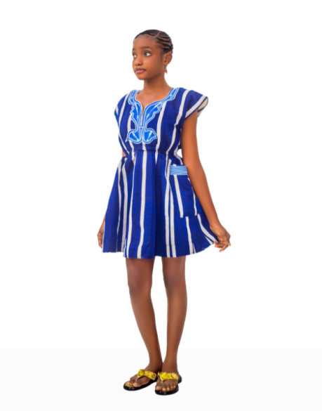 Blue Smock Dress For Kids | UrbanAfriqueClothes | URBAN AFRIQUE