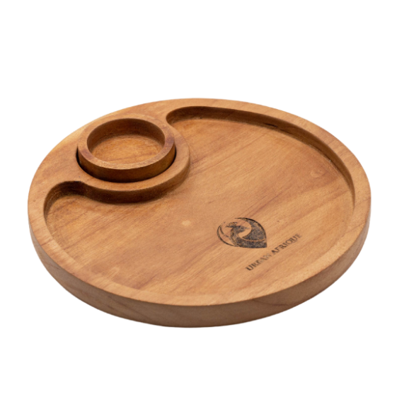 Wooden Plates with Sauce Bowl (3 Sets) | TDeco | URBAN AFRIQUE