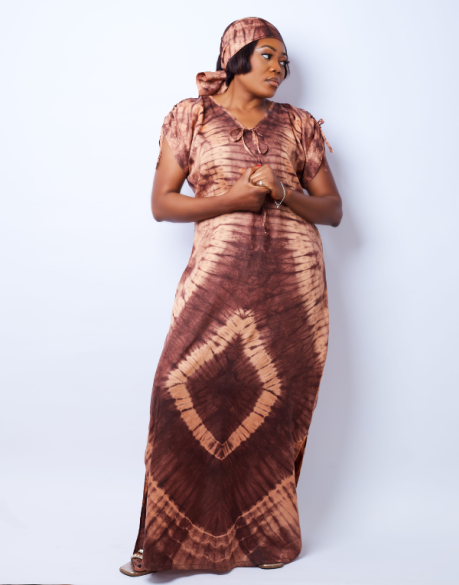 Silk Tie-dye Kaftan Dress - URBAN AFRIQUE
