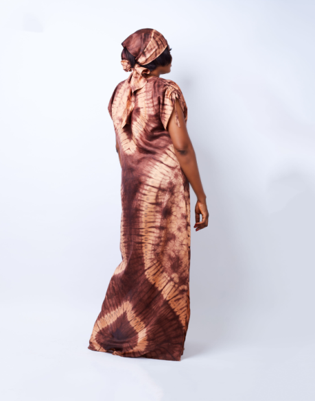 Silk Tie-dye Kaftan Dress - URBAN AFRIQUE