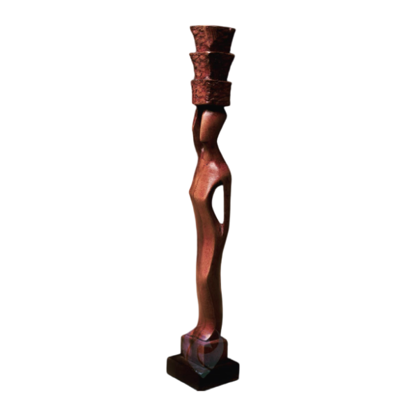 Crafted Candle Stand Sculpture Wooden Sculpture | TDeco | URBAN AFRIQUE