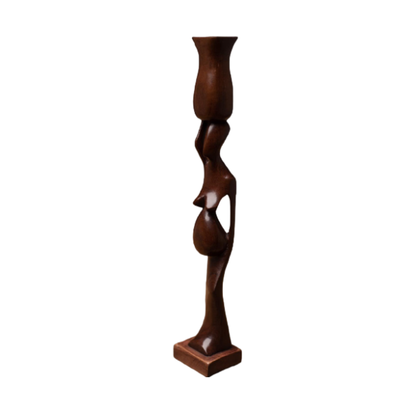 Crafted Candle Stand Sculpture Wooden Sculpture | TDeco | URBAN AFRIQUE
