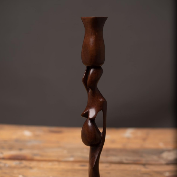 Crafted Candle Stand Sculpture Wooden Sculpture - URBAN AFRIQUE