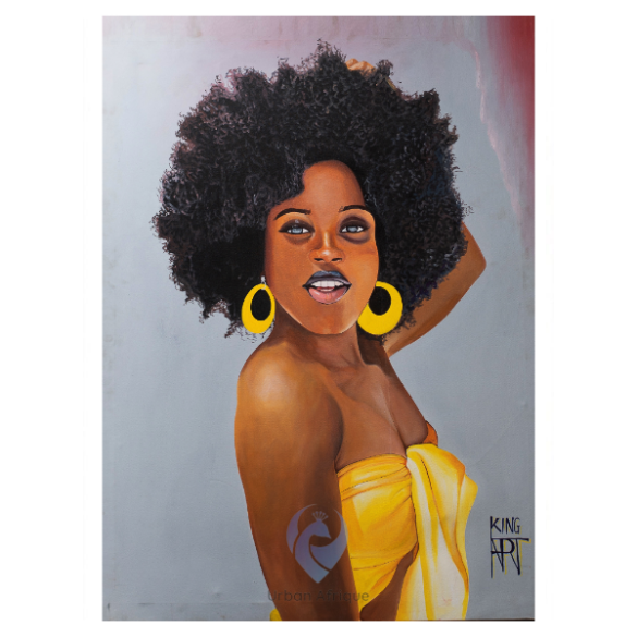 African Painting - Yellow African Woman | TDeco | URBAN AFRIQUE