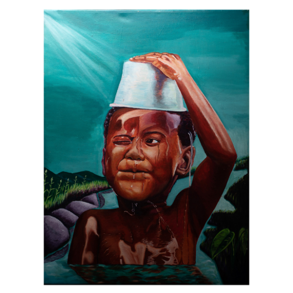 African Painting - Bath In The River - URBAN AFRIQUE
